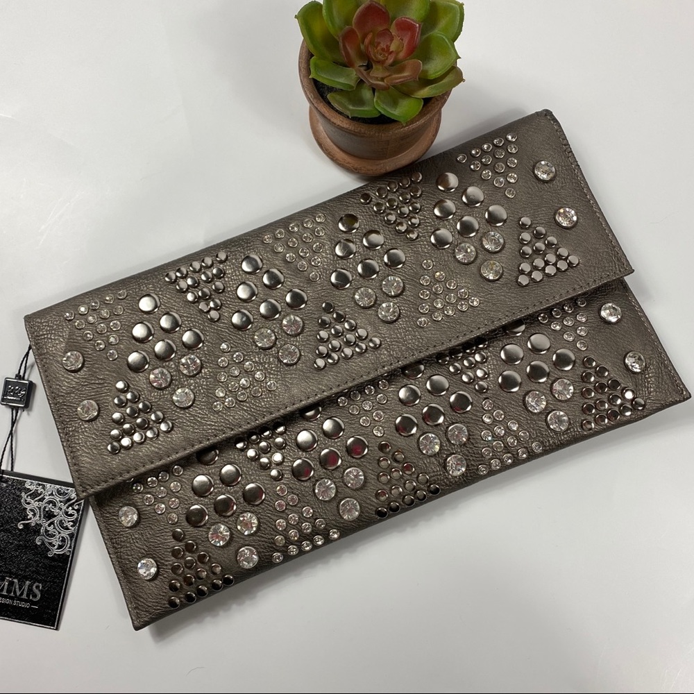 COPY - Boho Tribal Clutch Pewter Grey